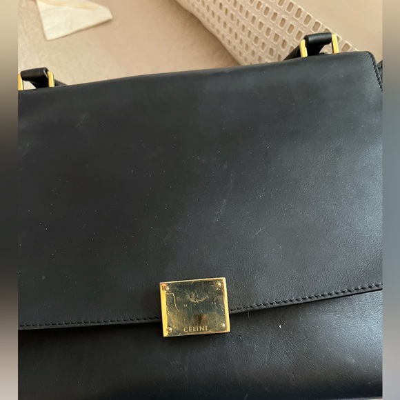 Celine Trapeze Bag Navy Blue Pebbled Leather and Suede Medium Size - Picture 8 of 11